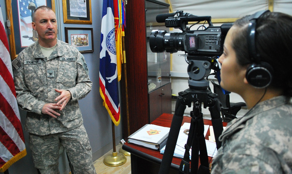 Col. Richard Knowlton is interviewed by Staff Sgt. Anaidy Claudio