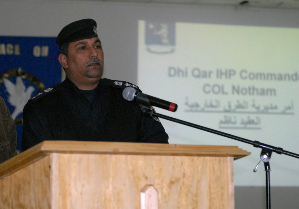 Dhi Qar Iraqi Highway Patrol commander addresses 41st IBCT Covoy Commanders Conference