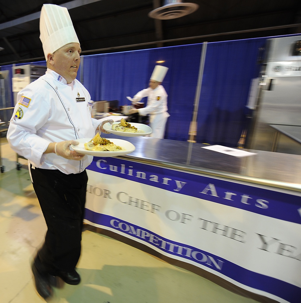 Army Reserve Staff Sgt. McLaughlin competes in the Contemporary Category event at Army Culinary Arts Competition