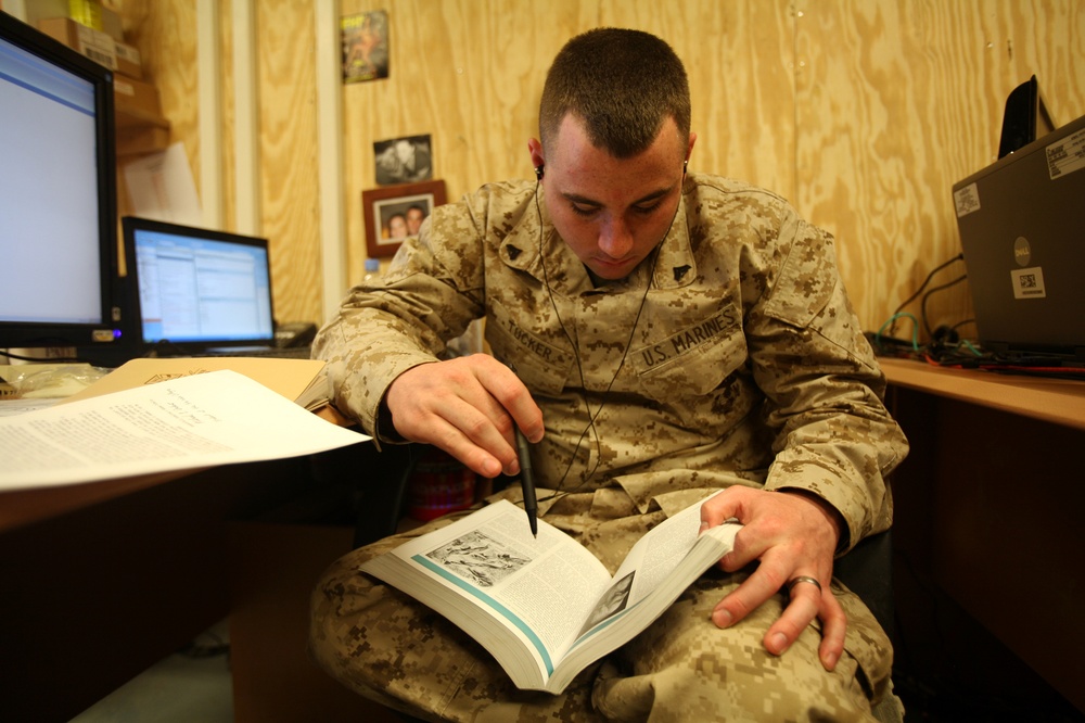 Deployed Marines hit the books during their down time