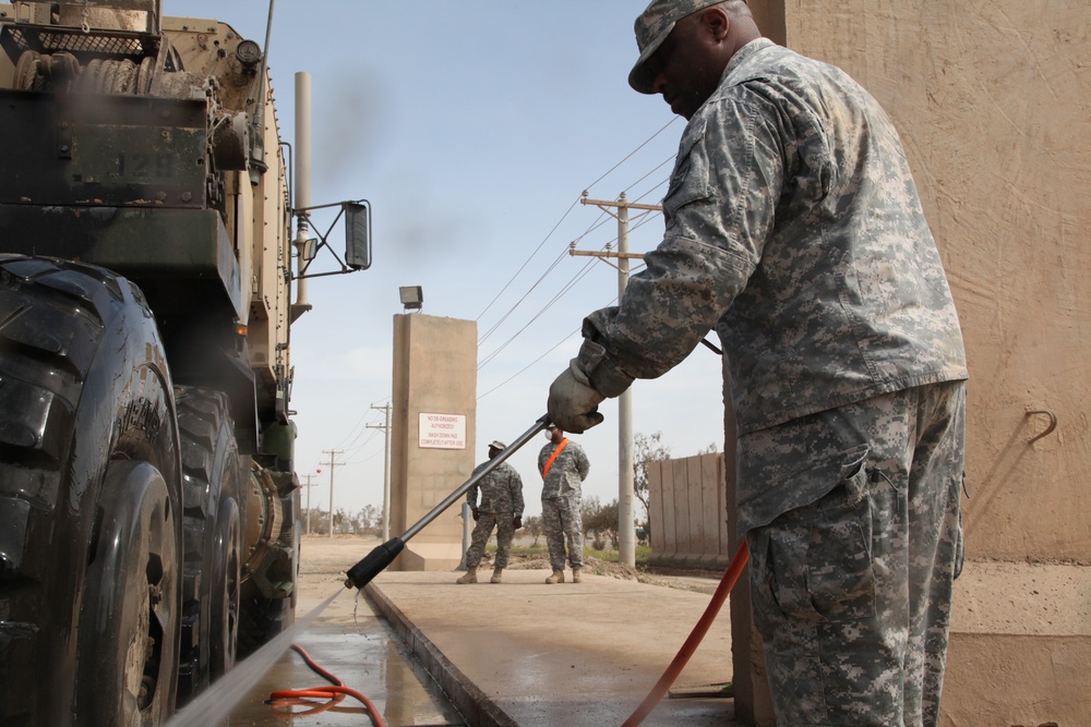 Washing the Heavy Equipment Transporter