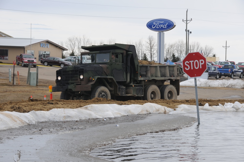 over-land flooding in Lidgerwood, North Dakota