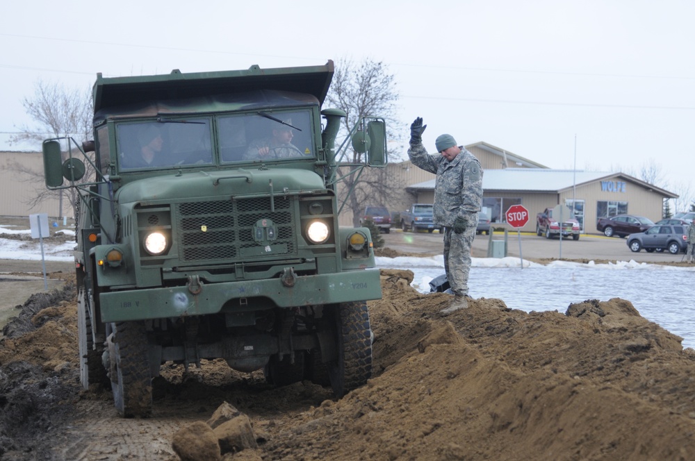 over-land flooding in Lidgerwood, North Dakota