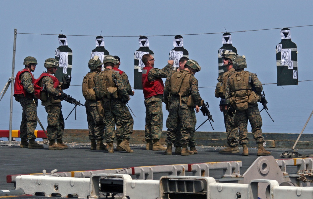 Marines From Lima Company Conduct Live-fire, Close-quarters Marksmanship Drills Aboard USS Bataan