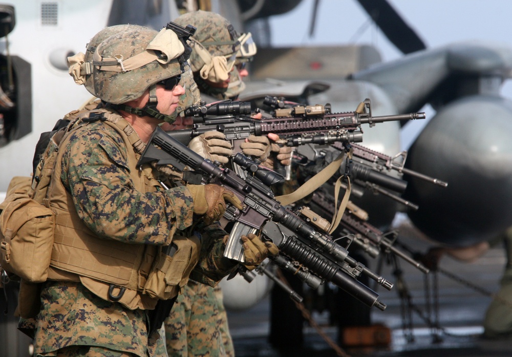 Marines From Lima Company Conduct Live-fire, Close-quarters Marksmanship Drills Aboard USS Bataan