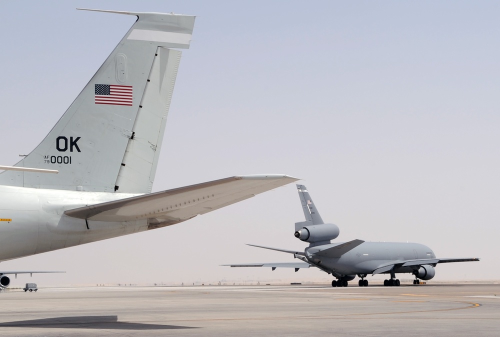 Deployed KC-10 Extender Departs for Air Refueling Mission