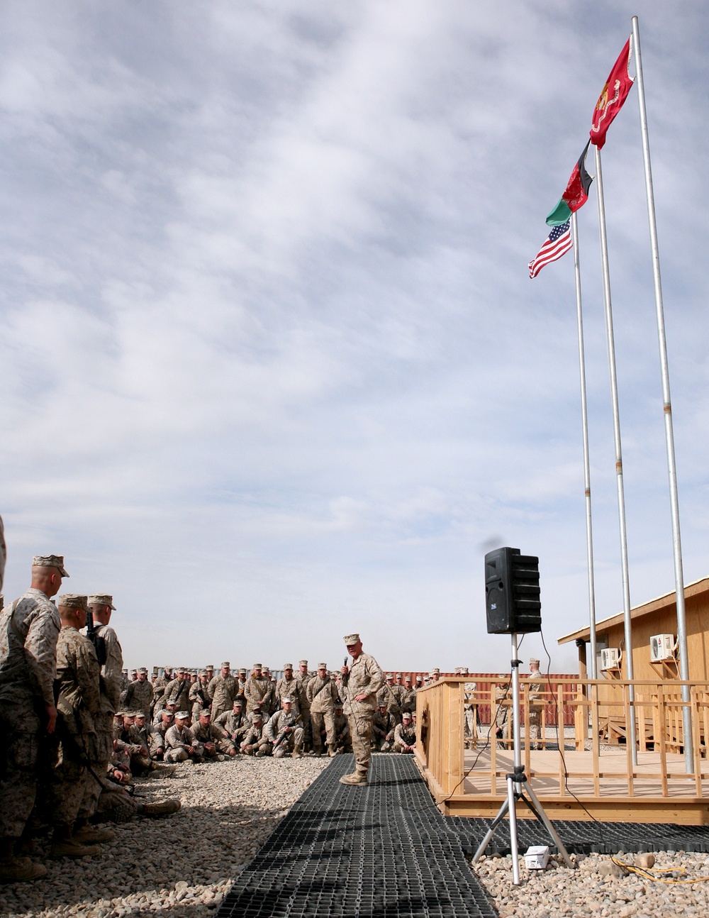 MEB CG Welcomes CLB-6 Marines to the Fight in Helmand