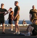 Marines from the 22nd MEU compete in a race aboard USS Bataan, during a Fun-in-the-Sun day