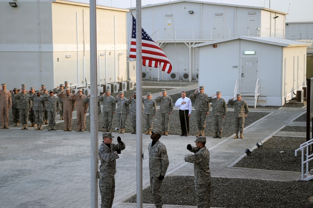 380th AEW Airmen Hold Retreat Ceremony