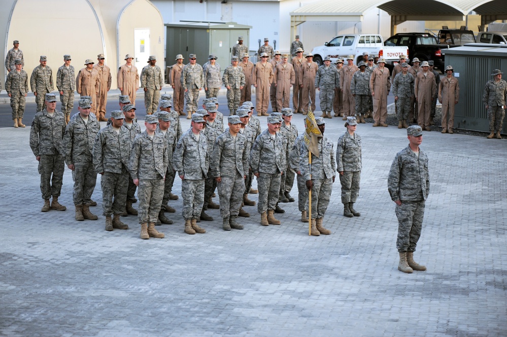 380th AEW Airmen Hold Retreat Ceremony