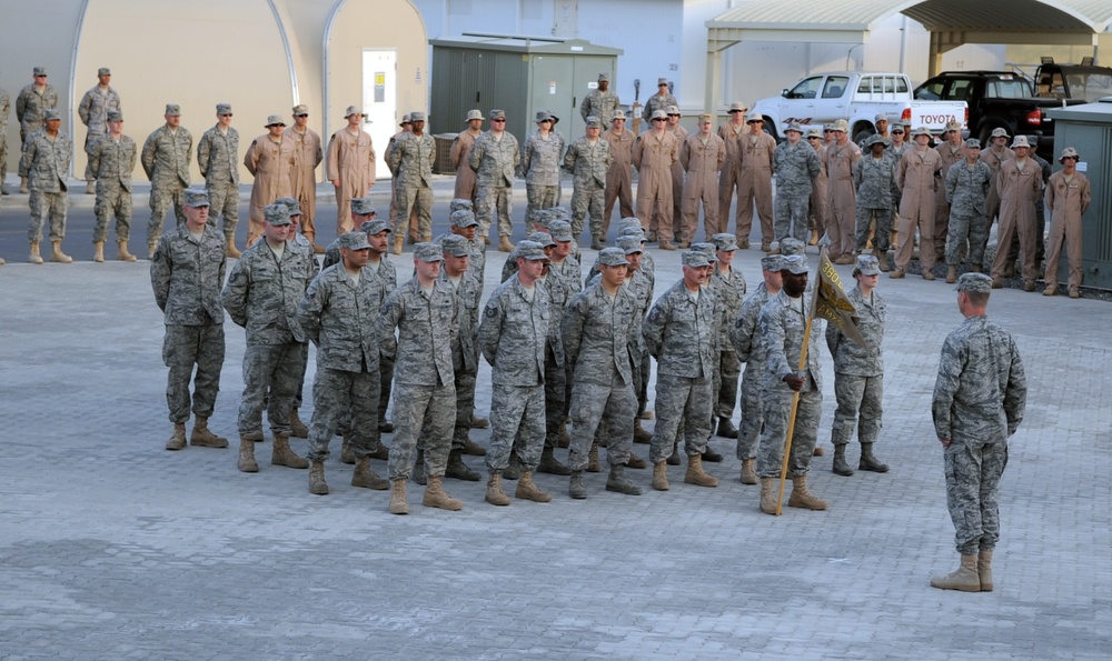 380th AEW Airmen Hold Retreat Ceremony