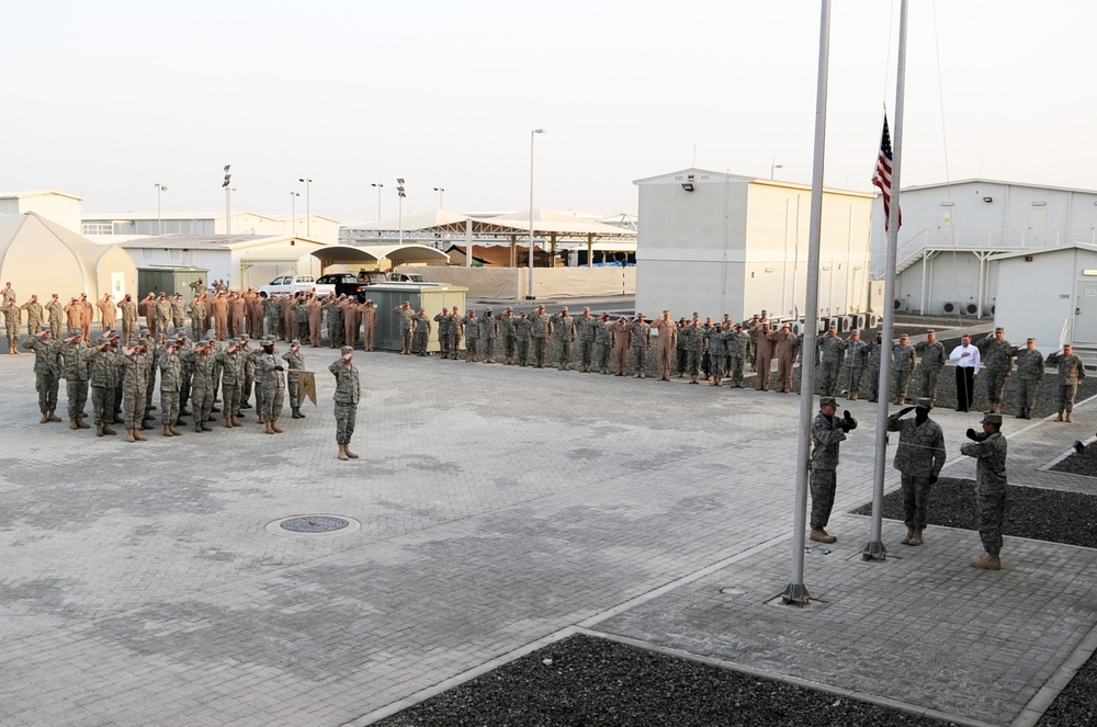 380th AEW Airmen Hold Retreat Ceremony