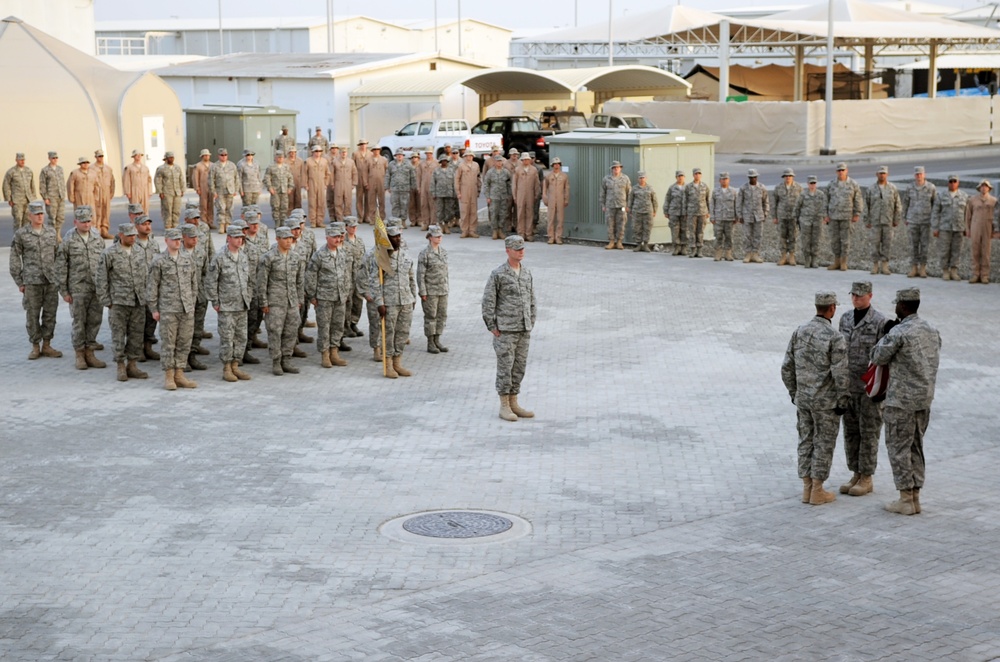 380th AEW Airmen Hold Retreat Ceremony