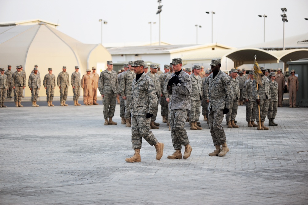 380th AEW Airmen Hold Retreat Ceremony