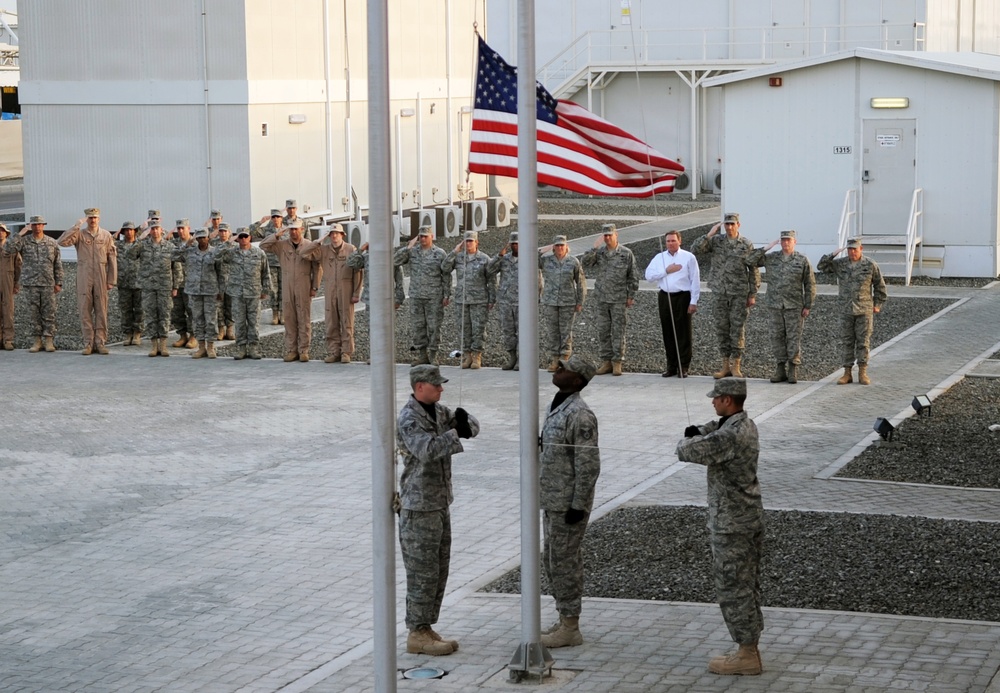 380th AEW Airmen Hold Retreat Ceremony