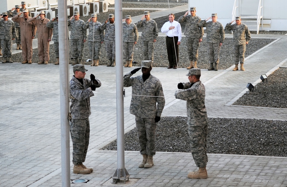 380th AEW Airmen Hold Retreat Ceremony