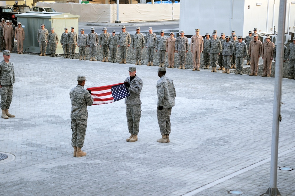 380th AEW Airmen Hold Retreat Ceremony