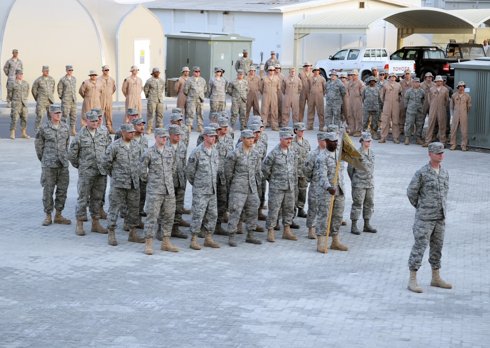 380th AEW Airmen Hold Retreat Ceremony