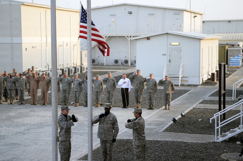 380th AEW Airmen Hold Retreat Ceremony