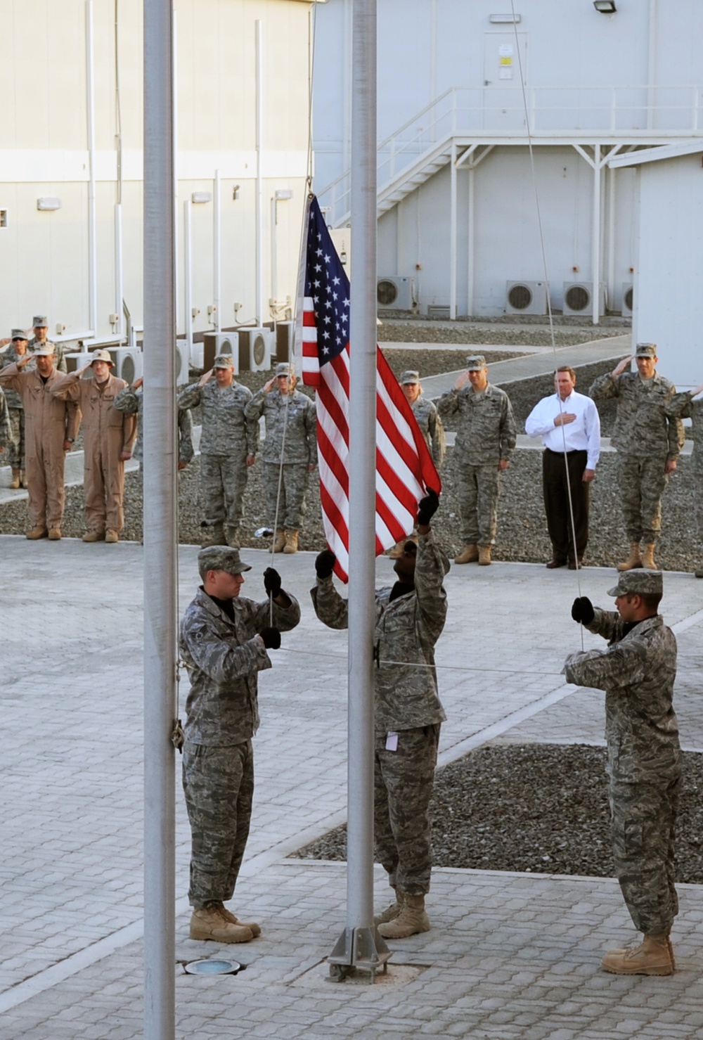 380th AEW Airmen Hold Retreat Ceremony