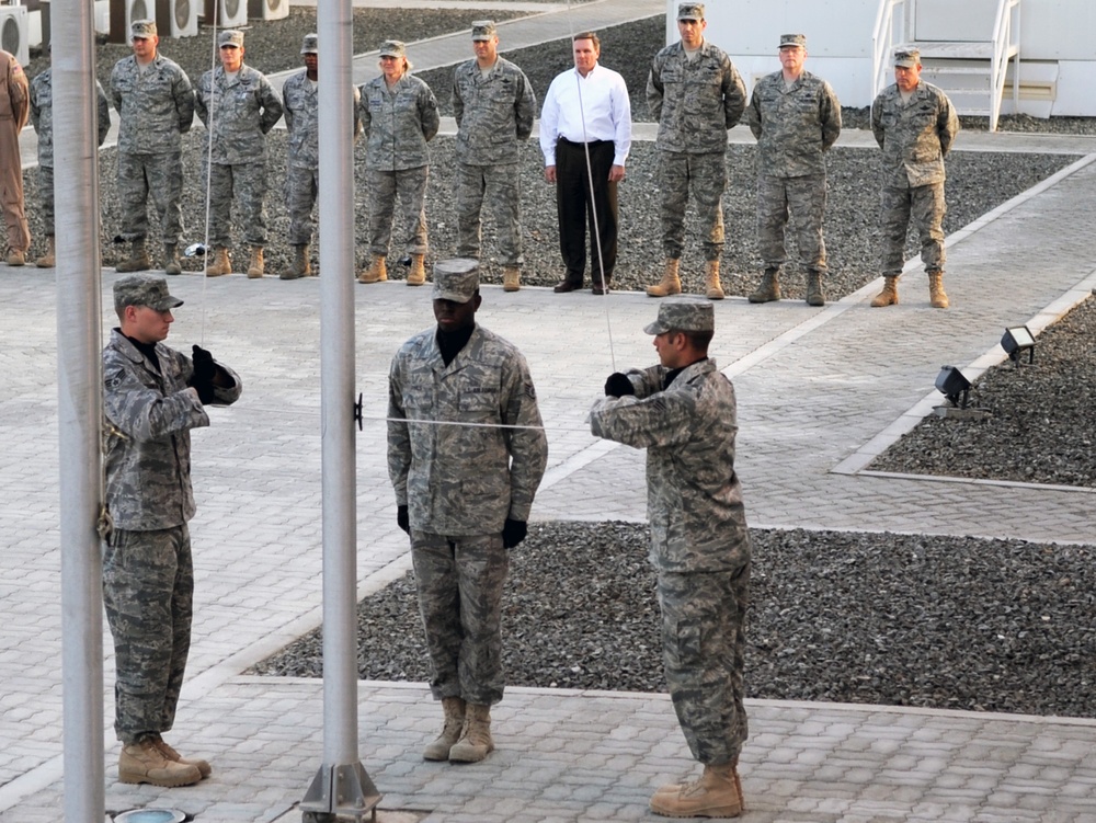 380th AEW Airmen Hold Retreat Ceremony