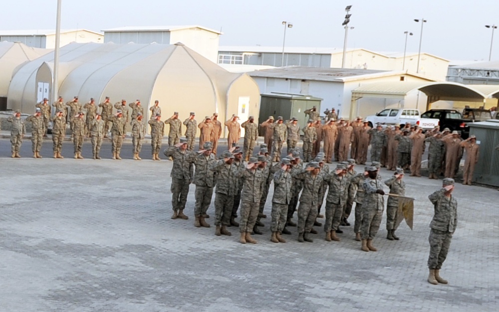 380th AEW Airmen Hold Retreat Ceremony