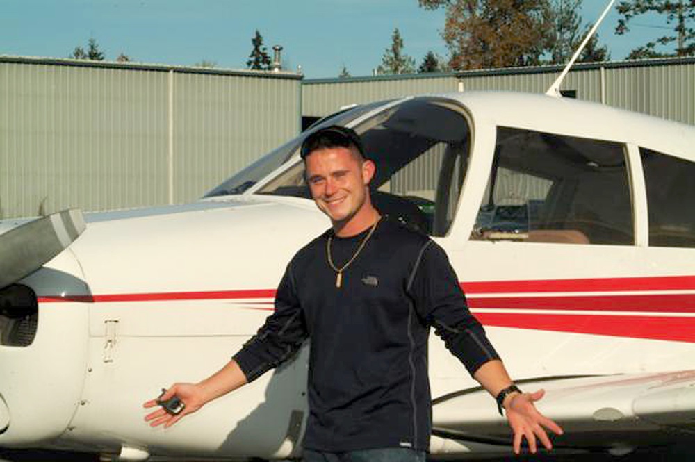 By His Plane