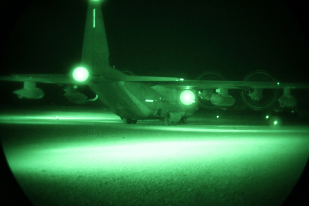 Marines Load Supplies Onto C-130