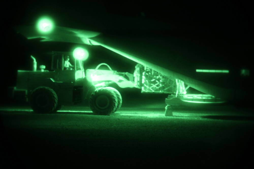 Marines Load Supplies Onto C-130