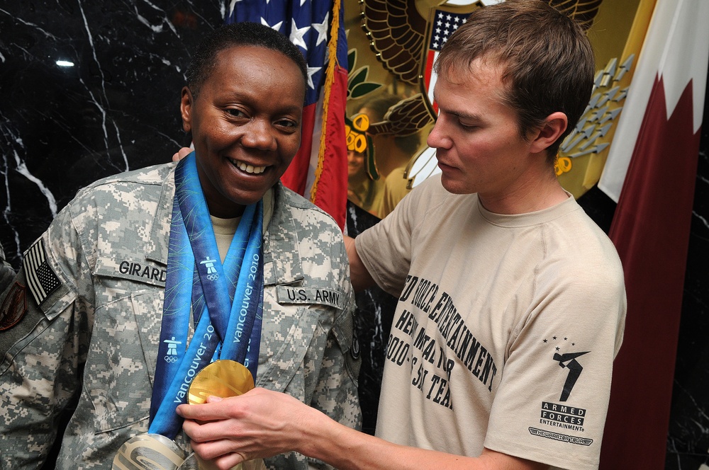 Olympians Share Medals With Troops Overseas