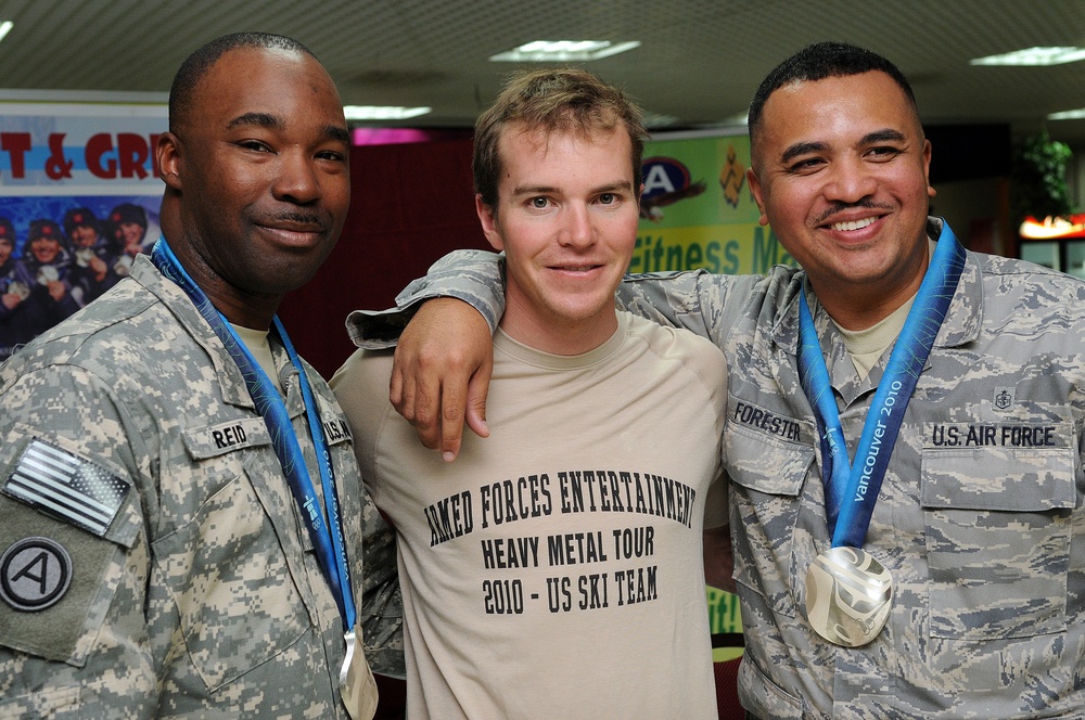 Olympians Share Medals With Troops Overseas