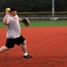 Service members play baseball