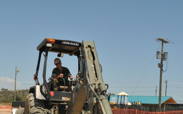 Digging a foundation