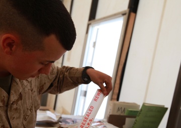 the postal warehouse at Camp Leatherneck