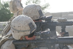 Marines begin clearing areas surrounding new patrol base