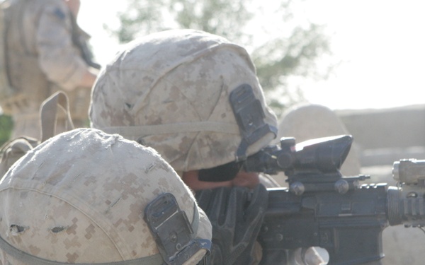 Marines begin clearing areas surrounding new patrol base