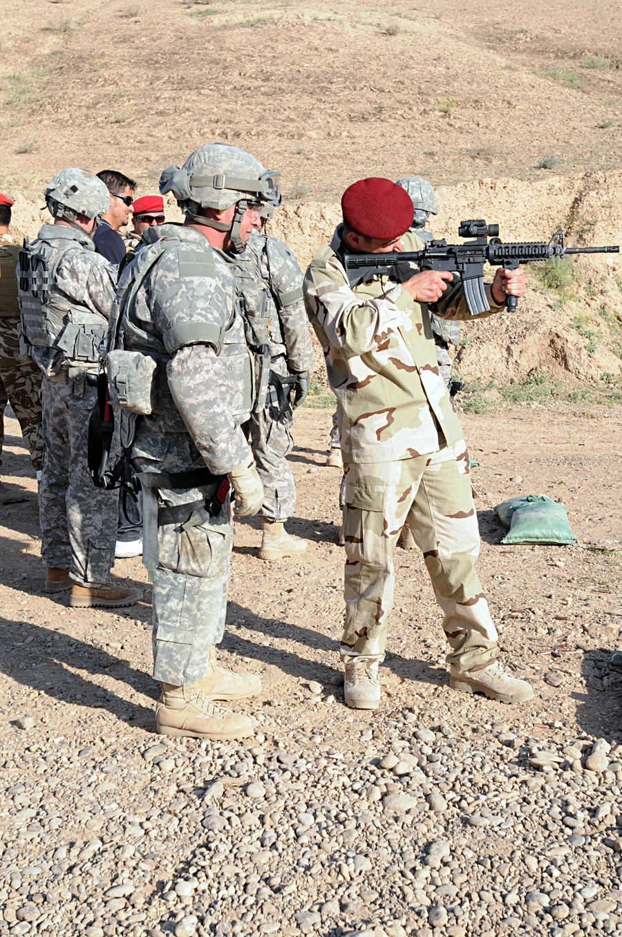 U.S. Military Policemen Join Iraqi MPs in Sending Rounds Downrange
