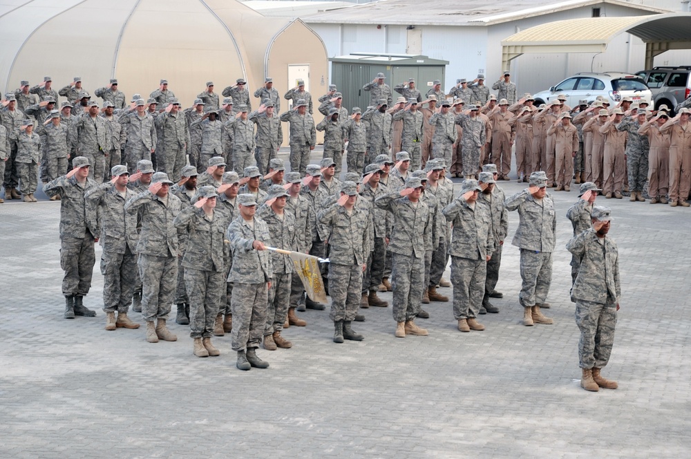 380th Renders a Salute to the American Flag