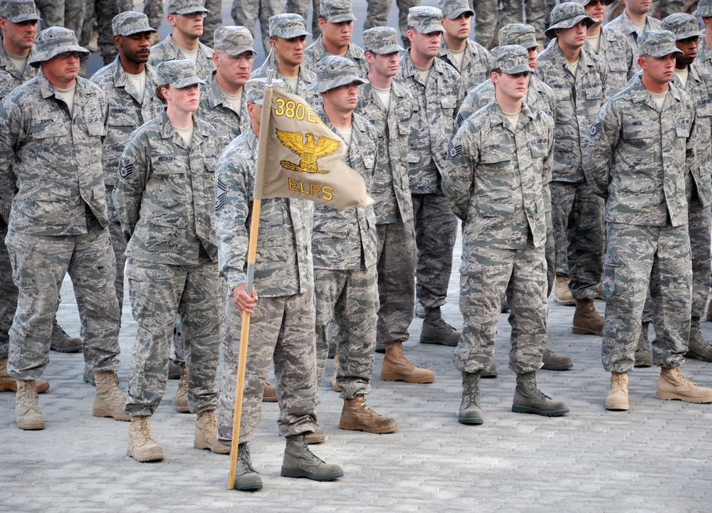 380th Renders a Salute to the American Flag