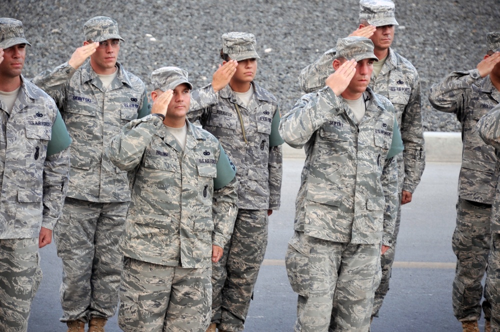 380th Renders a Salute to the American Flag