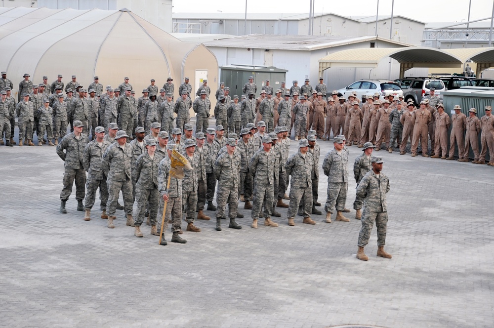 380th Renders a Salute to the American Flag