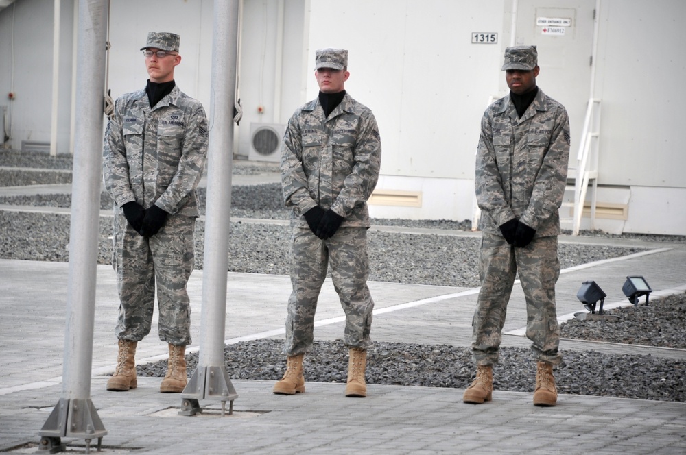 380th Renders a Salute to the American Flag