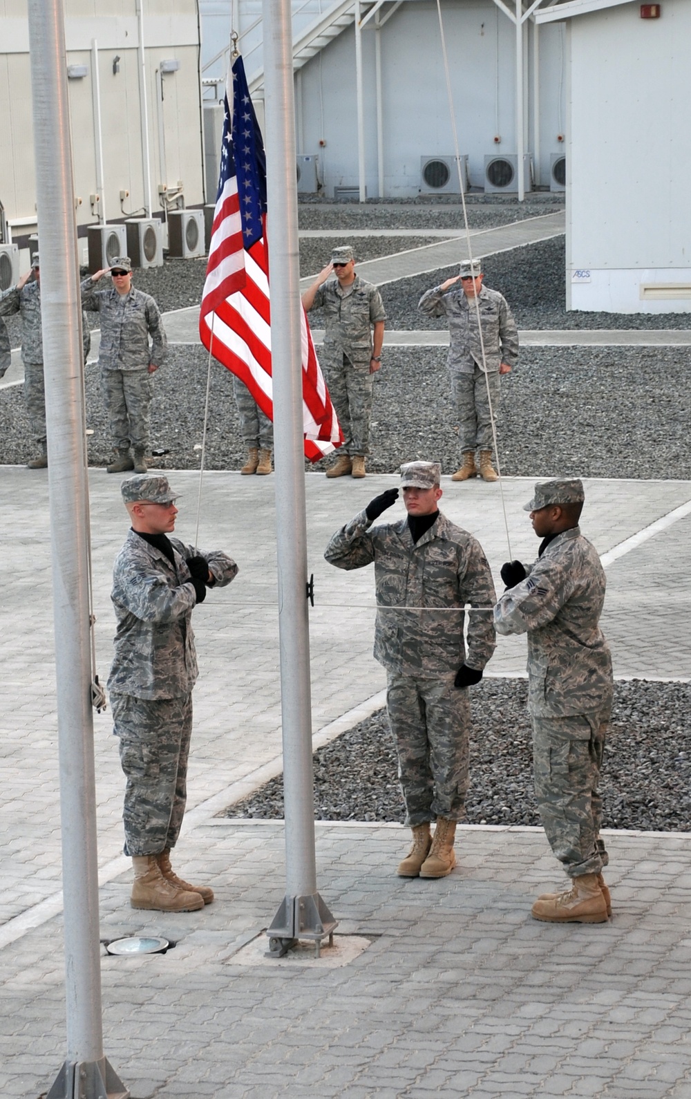 380th Renders a Salute to the American Flag