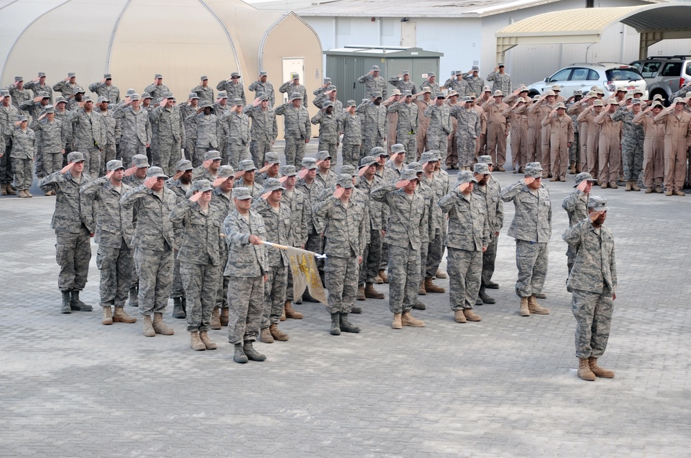 380th Renders a Salute to the American Flag