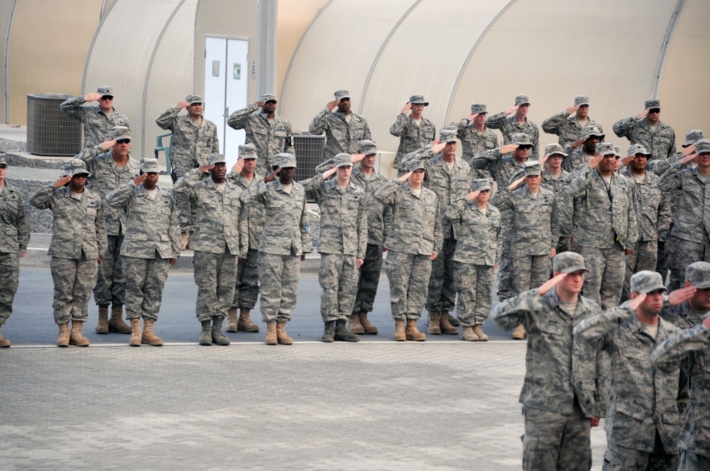 380th Renders a Salute to the American Flag