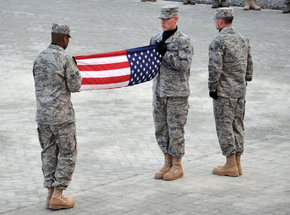 380th Renders a Salute to the American Flag