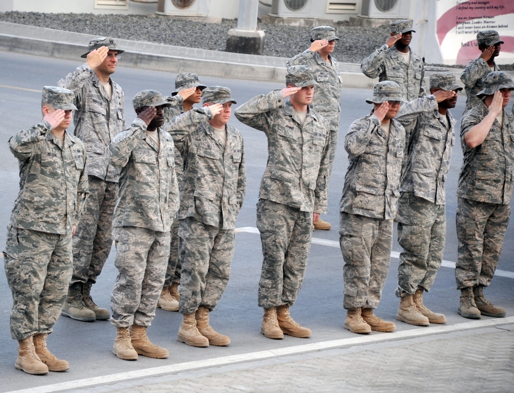 380th Renders a Salute to the American Flag
