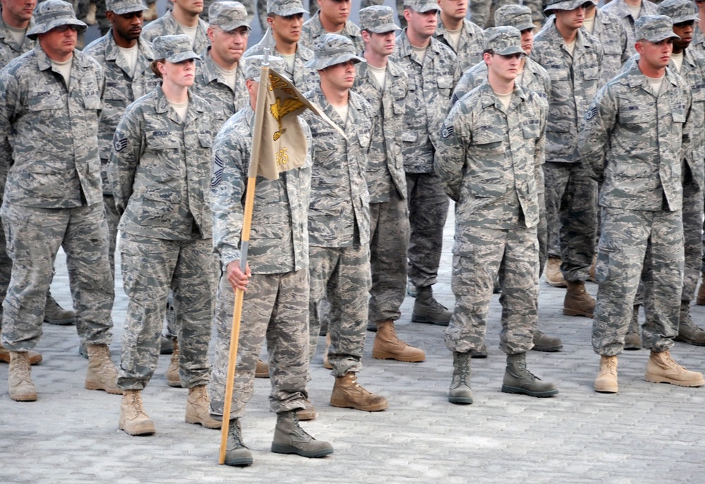 380th Renders a Salute to the American Flag