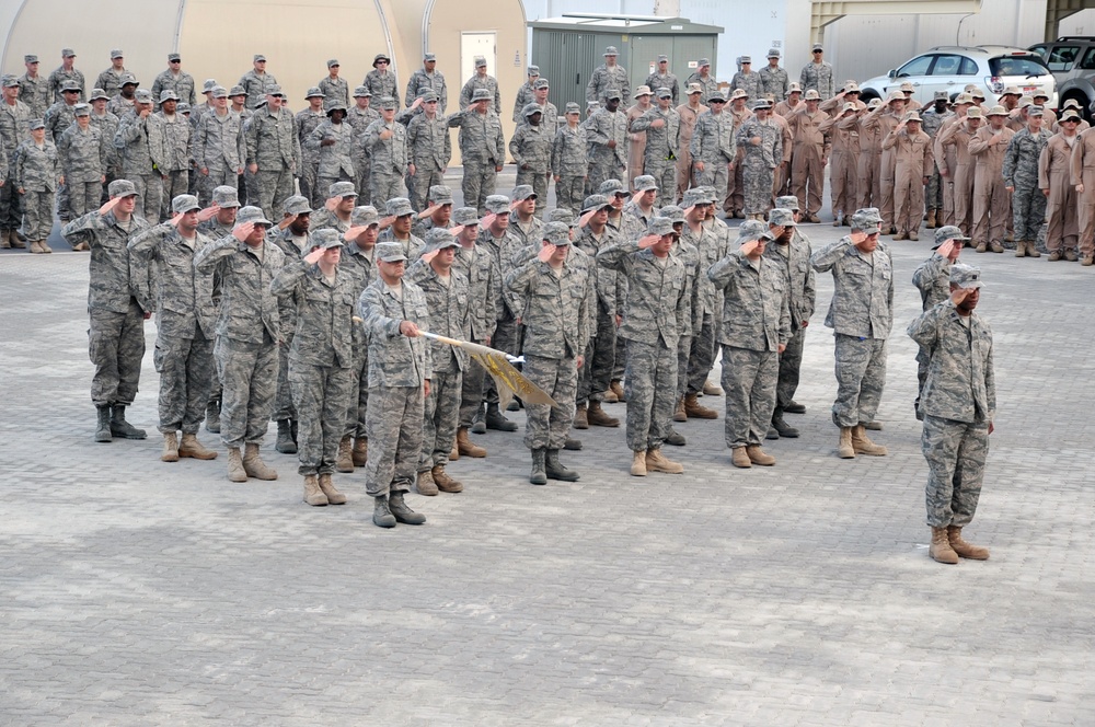 380th Renders a Salute to the American Flag