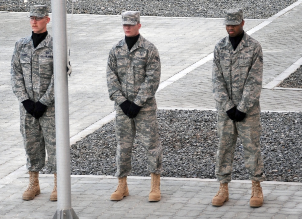 380th Renders a Salute to the American Flag